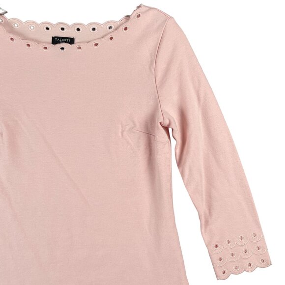 Talbots Top Womens P/S Eyelet Embroidery Office Capsule Everyday Minimal Staple - Picture 4 of 9